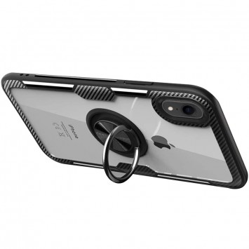 TPU+PC чохол для iPhone XR Deen CrystalRing for Magnet (opp) (Безбарвний/Чорний) - Чохли для iPhone XR - зображення 1 
