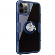 TPU+PC чохол для iPhone 13 Pro Max Deen CrystalRing for Magnet (opp) (Безбарвний / Темно-синій)