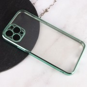 Прозорий силіконовий чохол для iPhone 13 Pro глянсова окантовка Full Camera (Зелений)