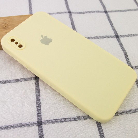 Чохол для iPhone XS Silicone Case Square Full Camera Protective (AA) (Жовтий/Mellow Yellow) - зображення 1 