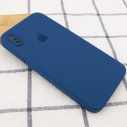 Чохол для iPhone XS Silicone Case Square Full Camera Protective (AA) (Синій / Navy blue)