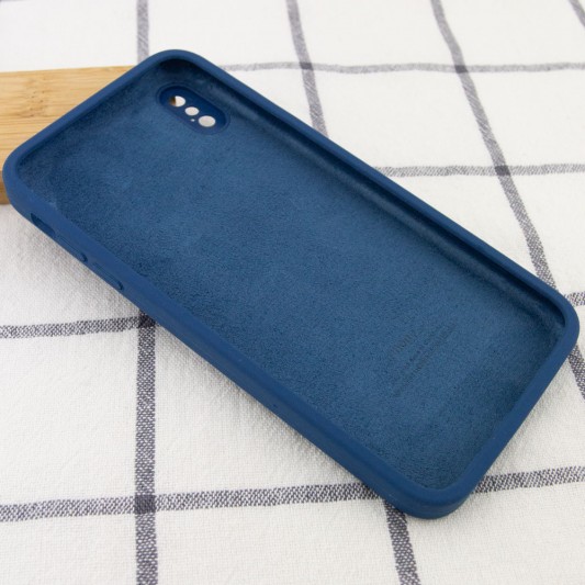 Чохол для iPhone XS Silicone Case Square Full Camera Protective (AA) (Синій / Navy blue) - зображення 2 