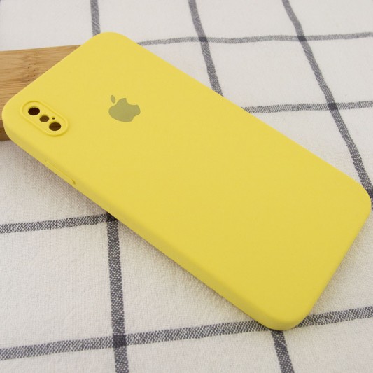 Чохол для iPhone XS Silicone Case Square Full Camera Protective (AA) (Жовтий / Canary Yellow) - зображення 1 