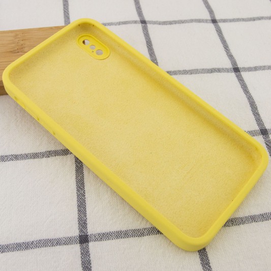 Чохол для iPhone XS Silicone Case Square Full Camera Protective (AA) (Жовтий / Canary Yellow) - зображення 2 