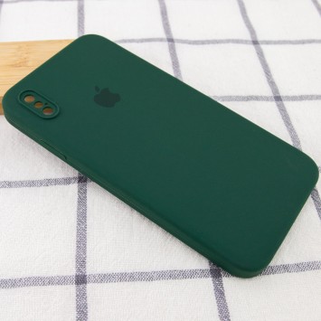 Чохол для iPhone XS Silicone Case Square Full Camera Protective (AA) (Зелений / Dark green) - Чохли для iPhone XS - зображення 1 