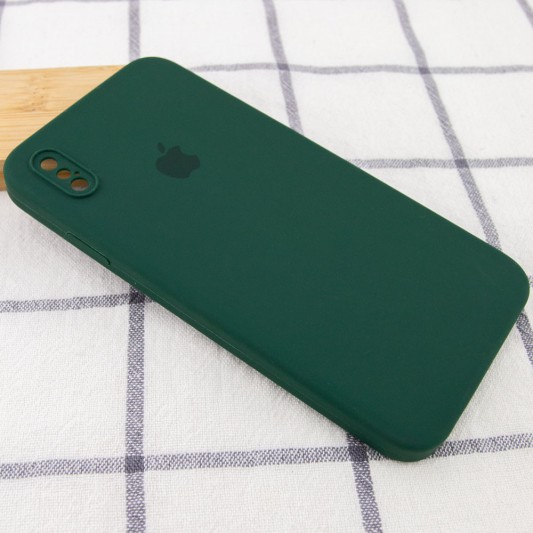 Чохол для iPhone XS Silicone Case Square Full Camera Protective (AA) (Зелений / Dark green) - зображення 1 