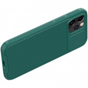 Карбонова накладка для iPhone 12 Pro / 12 Nillkin Camshield (шторка на камеру) (Зелений / Dark Green)