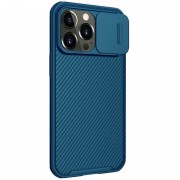 Карбоновая накладка для iPhone 13 Pro Max Nillkin CamShield Pro Magnetic (Синий)