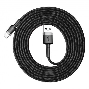 Дата кабель Baseus Cafule Lightning Cable 1.5A (2m) (CALKLF-C) (Сірий/Чорний) - Lightning - зображення 3 