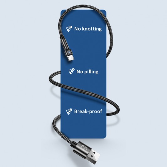 Дата кабель USAMS US-SJ477 U60 Rotatable USB to Type-C (1m) (Чорний) - зображення 4 