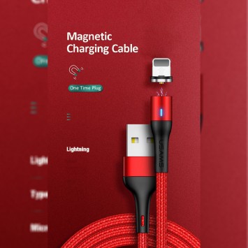 Дата кабель USAMS US-SJ336 U29 Magnetic USB to Lightning (2m) (Червоний) - Lightning - зображення 1 
