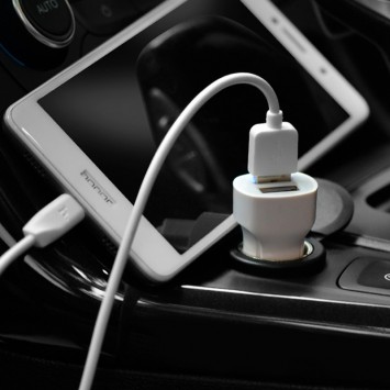 Автомобильное зарядное устройство Hoco Z2A (2USB 2.4A) (+кабель Lighthing) (Белый) - Автомобильные зарядные устройства - изображение 4