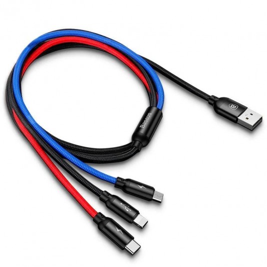 АЗУ Baseus Digital Display Dual USB 4.8A Car Charger 24W with Three Primary Colors 3-in-1 Cable USB - изображение 2