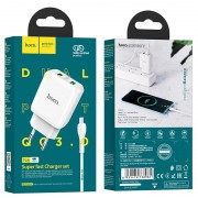 Зарядний пристрій HOCO N6 QC3.0 (2USB/3A) + USB - MicroUSB (Білий)