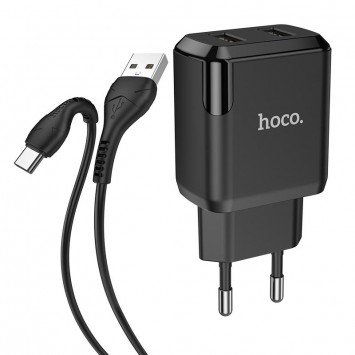 Зарядний пристрій HOCO N7 (2USB/2,1A) + USB - Type-C (Чорний) - Мережеві ЗП (220 В) - зображення 1 