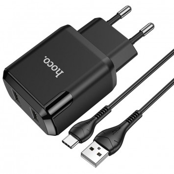 Зарядний пристрій HOCO N7 (2USB/2,1A) + USB - Type-C (Чорний) - Мережеві ЗП (220 В) - зображення 2 