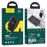 Зарядний пристрій HOCO N7 (2USB/2,1A) + USB - Type-C (Чорний)