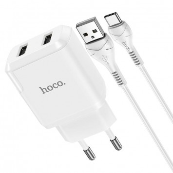 Зарядний пристрій HOCO N7 (2USB/2,1A) + USB-Type-C (Білий) - Мережеві ЗП (220 В) - зображення 1 