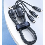 Дата кабель Usams US-SJ515 U73 3IN1 Aluminum Alloy Cable 1.2m (Синій)