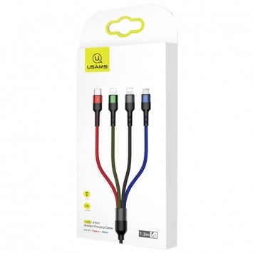 Дата кабель Usams US-SJ411 U26 4in1 USB to Combo 2A (0.35m) (Чорний) - Combo (універсальні) - зображення 4 