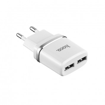 Зарядний пристрій Hoco C12 Dual USB Charger 2.4A (Білий) - Мережеві ЗП (220 В) - зображення 3 