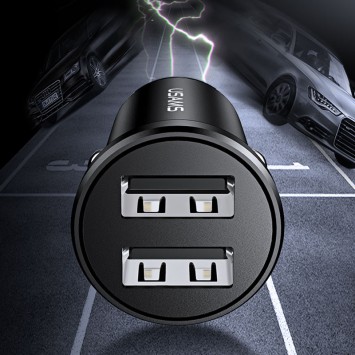 Автомобільний зарядний пристрій USAMS US-CC114 C20 Dual USB Mini (Чорний) - Автомобільні зарядні пристрої - зображення 1 