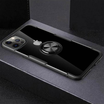 TPU + PC чохол для Apple iPhone 12 Pro Max (6.7") - Deen CrystalRing for Magnet (opp) (Безбарвний / Чорний) - Чохли для iPhone 12 Pro Max - зображення 1 