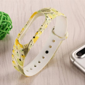 Силіконовий ремінець з малюнком для Xiaomi Mi Band 5 (Жовтий / Квіти) - Ремінці для годинників - зображення 1 
