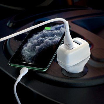 Автомобільна зарядка для айфона Hoco Z36 (2USB/2.4A) + lightning (Білий) - Автомобільні зарядні пристрої - зображення 4 