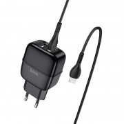 USB зарядний пристрій Hoco C77A (2USB/2.4A) + Type-C (Чорний)