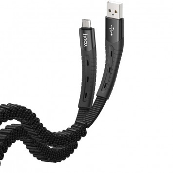 Дата кабель MicroUSB Hoco U78 "Cotton treasure elastic" (1.2м) (Чорний) - MicroUSB кабелі - зображення 1 