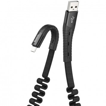Дата кабель MicroUSB Hoco U78 "Cotton treasure elastic" (1.2м) (Чорний) - MicroUSB кабелі - зображення 2 