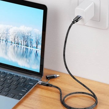 USB кабель для зарядки телефону Usams US-SJ403 U31 60W Fast charging Type-C to Type-C / Lightning (1.2m) (Чорний) - Combo (універсальні) - зображення 1 
