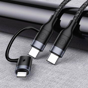USB кабель для зарядки телефону Usams US-SJ403 U31 60W Fast charging Type-C to Type-C / Lightning (1.2m) (Чорний) - Combo (універсальні) - зображення 2 