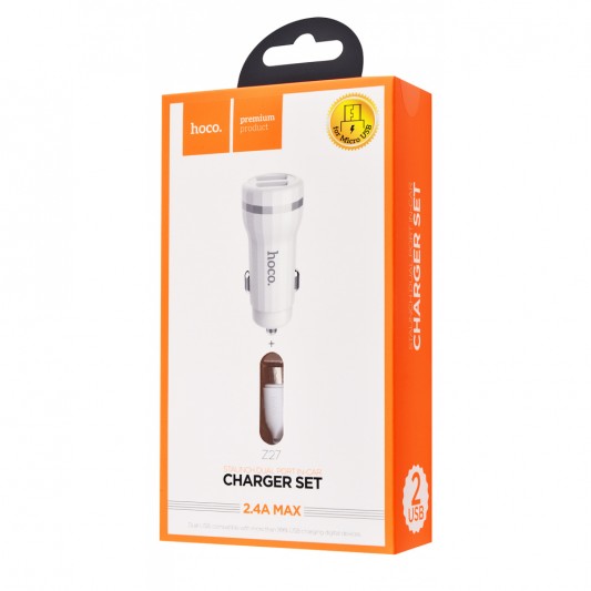 АЗУ Hoco Z27 Staunch + Cable (Micro) 2.4A 2USB - изображение 1