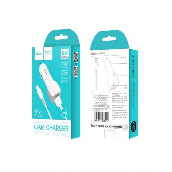 Автомобільна зарядка для Iphone Hoco Z23 Grand Style + Cable (Lightning) 2.4A 2USB (Білий) - Автомобільні зарядні пристрої - зображення 7 