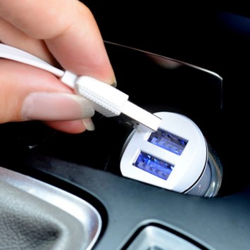 Автомобільна зарядка для Iphone Hoco Z1 (2USB 2.1A) (+кабель Lighthing) (Білий) - Автомобільні зарядні пристрої - зображення 4 