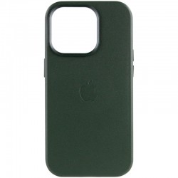 Шкіряний чохол для Apple iPhone 13 Pro Max - Leather Case (AA Plus) та MagSafe, Shirt Green