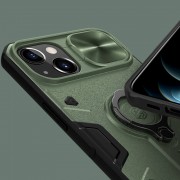 TPU+PC Чехол для Apple iPhone 13 - Nillkin CamShield Armor no logo (шторка на камеру) (Зеленый)