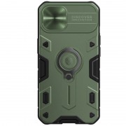 TPU+PC чехол для Apple iPhone 13 - Nillkin CamShield Armor no logo (шторка на камеру) (Зеленый)