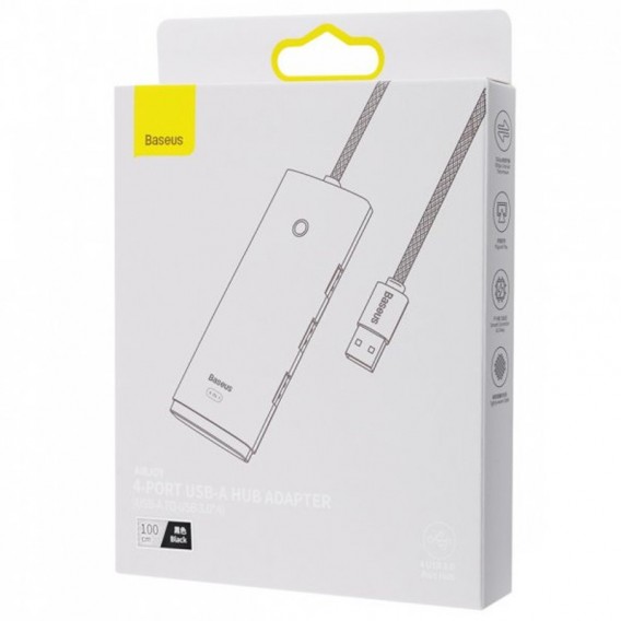 Переходник HUB Baseus Lite Series 4in1 (USB-A to 4xUSB 3.0) 1m (WKQX03), Black