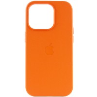 Шкіряний чохол Leather Case (AAA) with MagSafe для iPhone 14 Pro, Orange