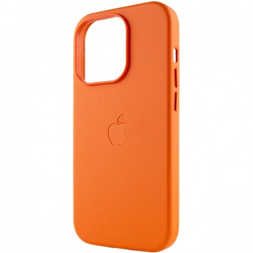 Кожаный оранжевый чехол для Айфон 14 Про