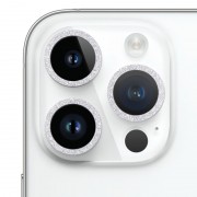 Захисне скло Metal Sparkles на камеру (в упак.) Apple iPhone 15 Pro (6.1") /15 Pro Max (6.7"), Срібний / Silver