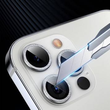 Захисне скло Metal Sparkles на камеру для iPhone 15 Pro /15 Pro Max, Срібний / Silver - iPhone 15 Pro Max - зображення 2 