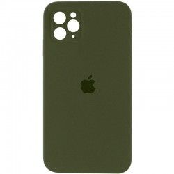 Чехол Silicone Case Square Full Camera Protective (AA) для Apple iPhone 11 Pro (5.8"), Зеленый / Dark Olive