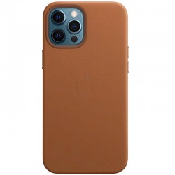 Кожаный чехол Leather Case (AAA) with MagSafe and Animation для Apple iPhone 12 Pro / 12 (6.1"), Saddle Brown