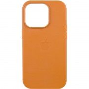 Шкіряний чохол Leather Case (AAA) з MagSafe and Animation для Apple iPhone 14 Pro (6.1"), Golden Brown