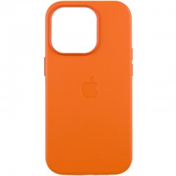 Кожаный чехол Leather Case (AAA) with MagSafe and Animation для Apple iPhone 14 Pro (6.1"), Orange