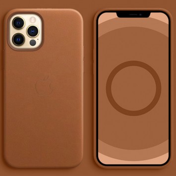 Шкіряний чохол Leather Case (AAA) з MagSafe and Animation для Apple iPhone 12 Pro / 12 (6.1"), Saddle Brown - Чохли для iPhone 12 Pro - зображення 1 